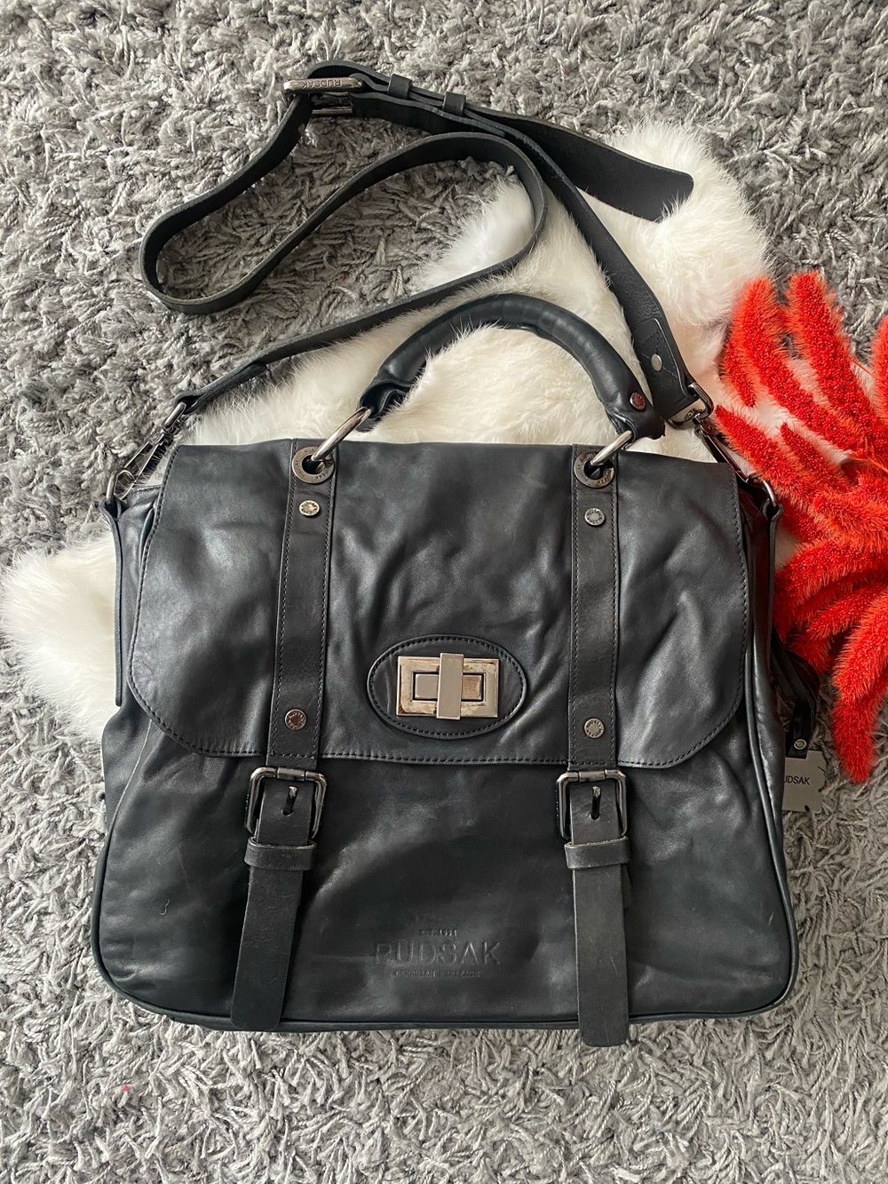 RUDSAK Black Leather satchel bag